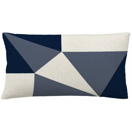 Judy Ross Textiles Hand-Embroidered Chain Stitch Prism 14x24 Throw Pillow cream/slate/navy